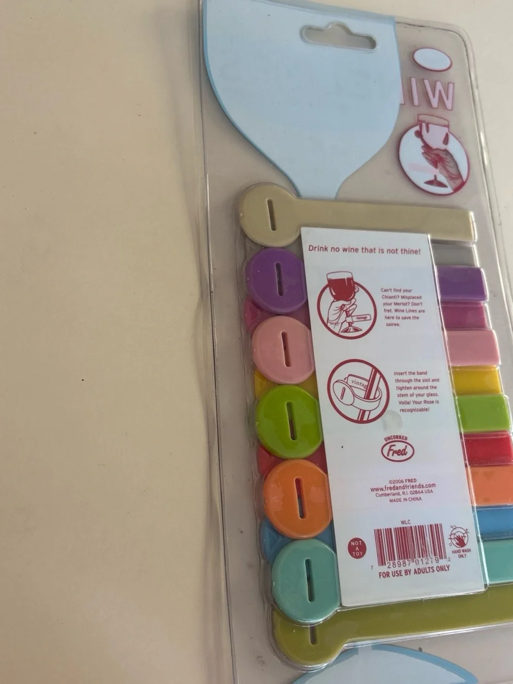 Genuine Fred Silicone Wine ID Tags Descriptive Markers Party Ware